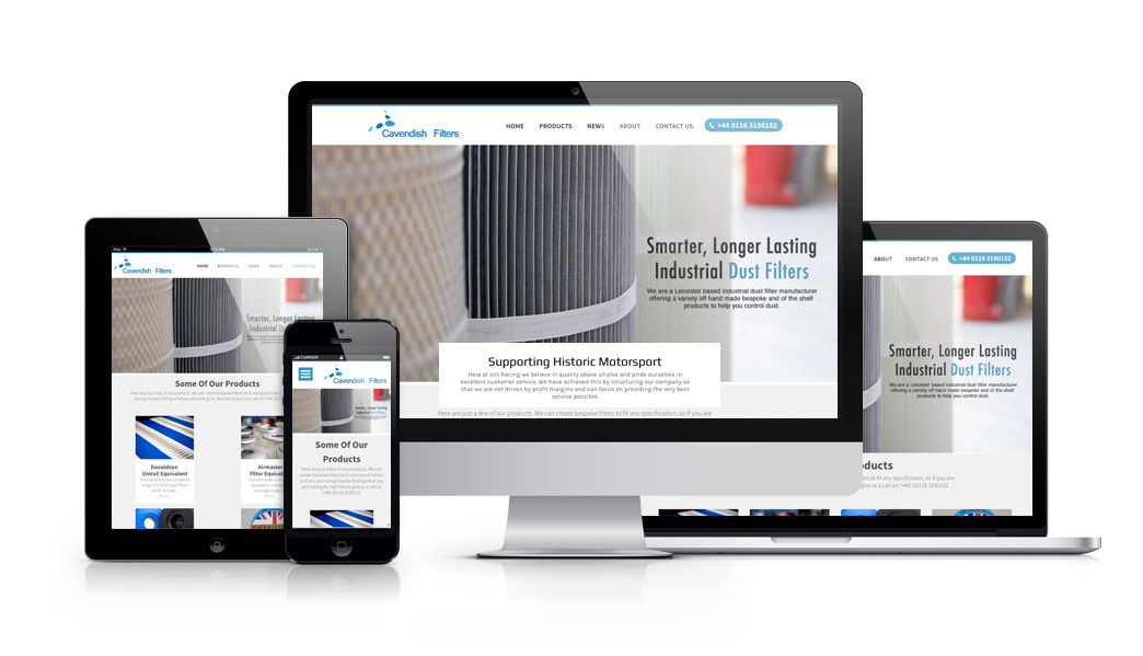 Stafford Based Responsive Web Design and Development For Cavendish Filters LTD Leicester